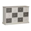 Commode 12 Tiroirs Changmay Bois Gris Et Blanc