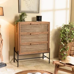 Commode 3 tiroirs en bois de teck recyclé