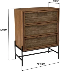 Commode 3 tiroirs en bois de teck recyclé