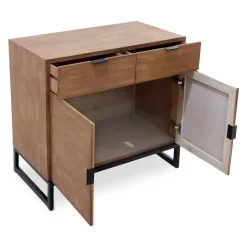 Commode 2 tiroirs et 2 portes battantes Panara Chêne Clair