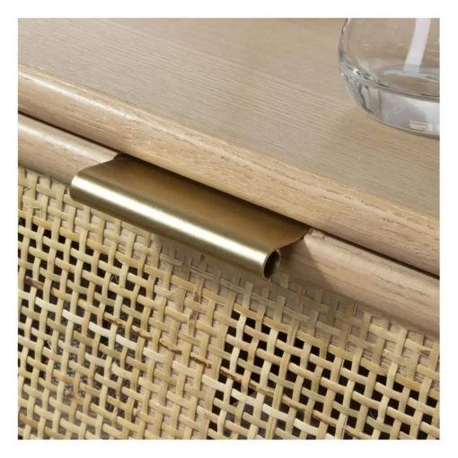 Commode 3 Tiroirs Façade en Cannage Rotin Naturel Beige