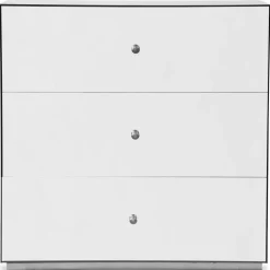 Commode 3 Tiroirs NARCISSAL En Miroir Pied Argent