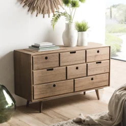 Commode ANDY Scandi Bois 8 Tiroirs Sapin