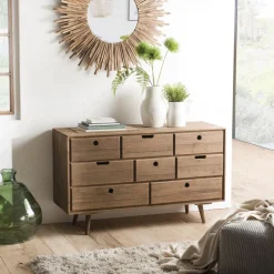 Commode ANDY Scandi Bois 8 Tiroirs Sapin