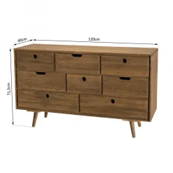 Commode ANDY Scandi Bois 8 Tiroirs Sapin