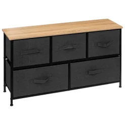 Commode basse 5 tiroirs - noir