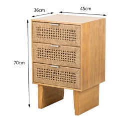 Commode Chiffonnier Scandinave en Bois 3 Tiroirs Bois Marron