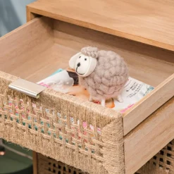 Commode Chiffonnier Scandinave en Bois 3 Tiroirs Bois Marron