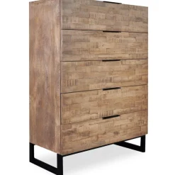 Commode Chêne Clair avec 5 tiroirs FEELY