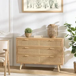 Commode couleur naturel 3 tiroirs cannage RODRIGO