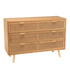 Commode couleur naturel 3 tiroirs cannage RODRIGO