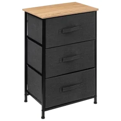 Commode de rangement 3 tiroirs en bois gris foncé