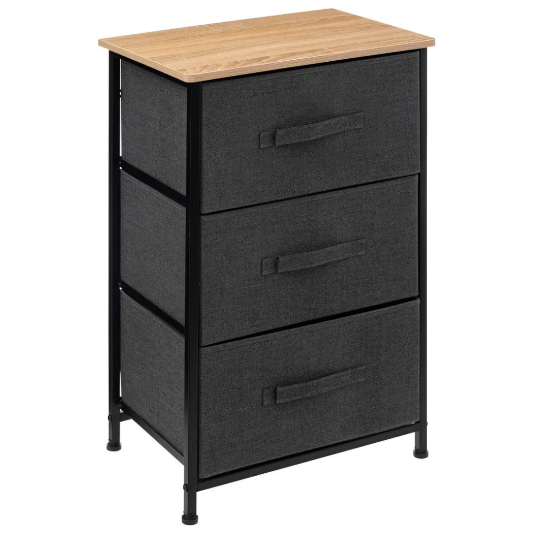 Commode de rangement 3 tiroirs en bois gris foncé