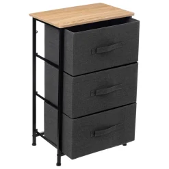 Commode de rangement 3 tiroirs en bois gris foncé