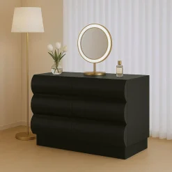 Commode design 6 tiroirs arrondis Mezade Noir
