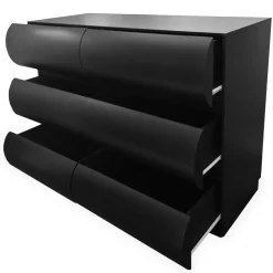 Commode design 6 tiroirs arrondis Mezade Noir