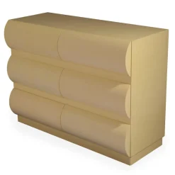 Commode design 6 tiroirs arrondis Mezade Beige