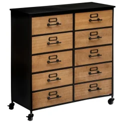 Commode Double 10 Tiroirs Baris Noir