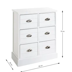 commode en bois massif à 6 tiroirs