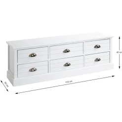 commode en bois massif 6 tiroirs