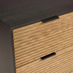 Commode marron et noire 3 tiroirs Pin pieds métal noir