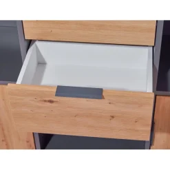 Commode PEPETO 2 portes & 2 tiroirs coloris chêne Artisan /anthracite