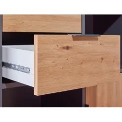 Commode PEPETO 2 portes & 2 tiroirs coloris chêne Artisan /anthracite