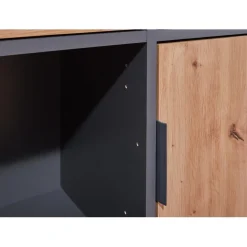 Commode PEPETO 2 portes & 2 tiroirs coloris chêne Artisan /anthracite