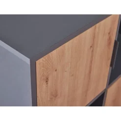 Commode PEPETO 2 portes & 2 tiroirs coloris chêne Artisan /anthracite