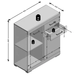 Comode avec 2 portes et 2 tiroiris BRISTOL 2 naturel