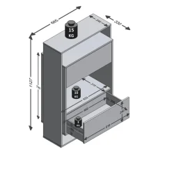 Comode haute avec 2 tiroirs VERONA 2 gris et naturel