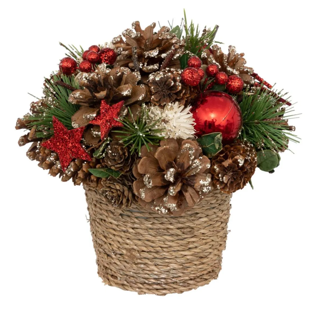 Composition en pot houx étoile rouge