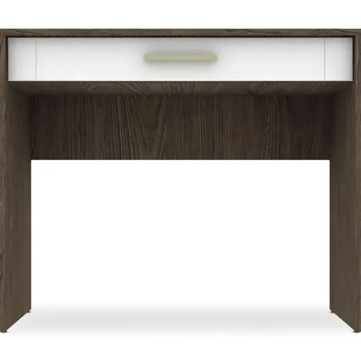 Console 1 Tiroir Chêne Foncé Et Blanc