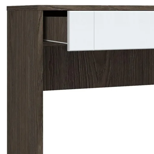 Console 1 Tiroir Chêne Foncé Et Blanc