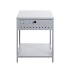 Console 1 tiroir et 1 etagère en métal gris