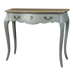 Console 1 Tiroir Grise et Marron en Acajou ANYA