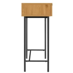 Console 2 tiroirs décor effet bois rainuré noir naturel SCOTT