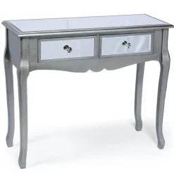 Console 2 tiroirs Divine Miroir Argent
