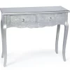 Console 2 tiroirs Loomi Feuille Argent