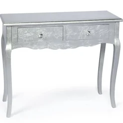Console 2 tiroirs Loomi Feuille Argent