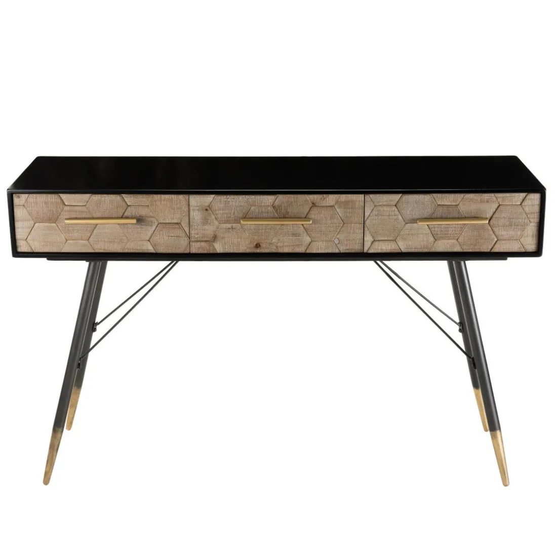 Console 3 tiroirs scandinave en Sapin et métal - DEBBIE