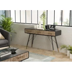 Console 3 tiroirs scandinave en Sapin et métal - DEBBIE