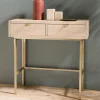 Console ALINE 2 Tiroirs Pieds Métal Doré