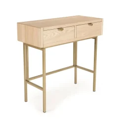 Console ALINE 2 Tiroirs Pieds Métal Doré
