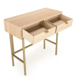 Console ALINE 2 Tiroirs Pieds Métal Doré