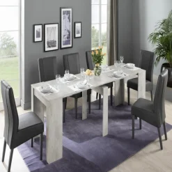 Console avec 4 allonges blanc