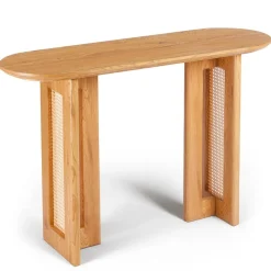 Console avec cannage Bohemia Chêne clair et Rotin