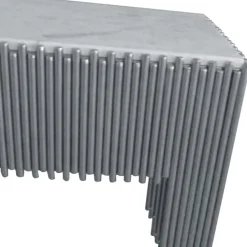 Console design GALANTINE Marbre Blanc pieds Argent