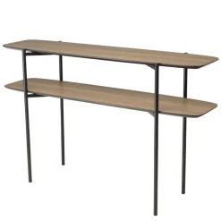 Console double plateau couleur mocha pieds métal noir JULIA