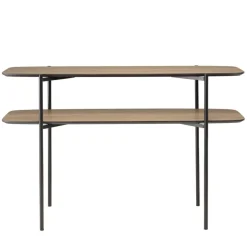 Console double plateau couleur mocha pieds métal noir JULIA